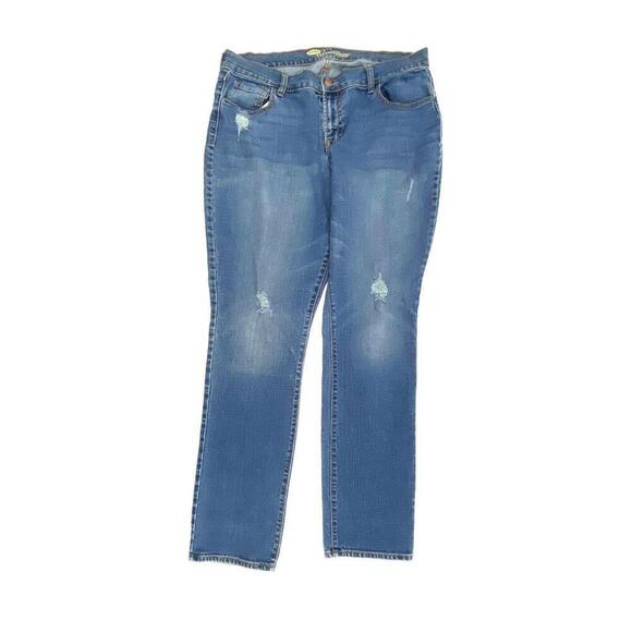 Old Navy The Sweetheart Distressed Straight Women's size 12 Blue Denim Jeans - Picture 1 of 4